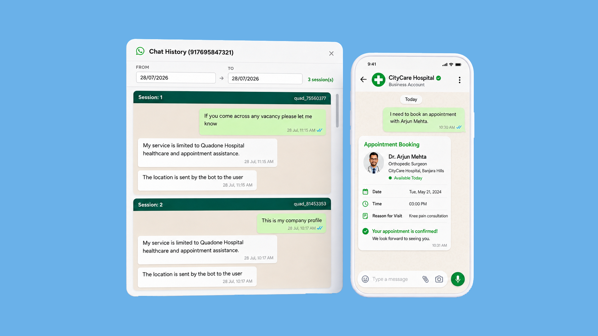 Hospital appointment booking dashboard
